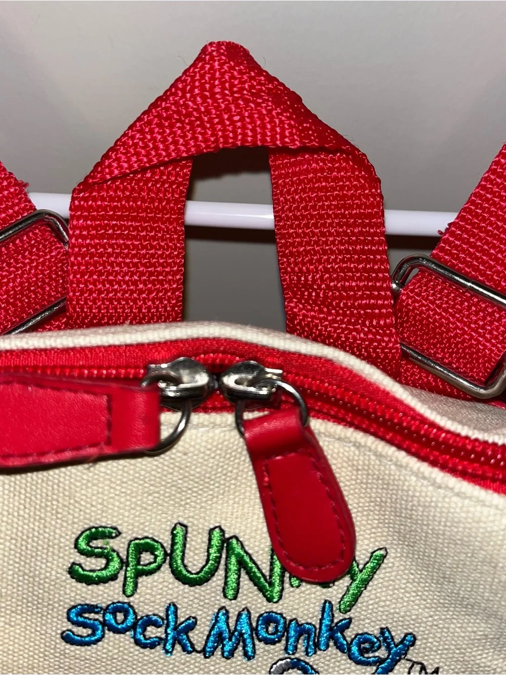 Vintage 2005 Spunky Sock Monkey “Beach Monkey” Canvas Mini Backpack